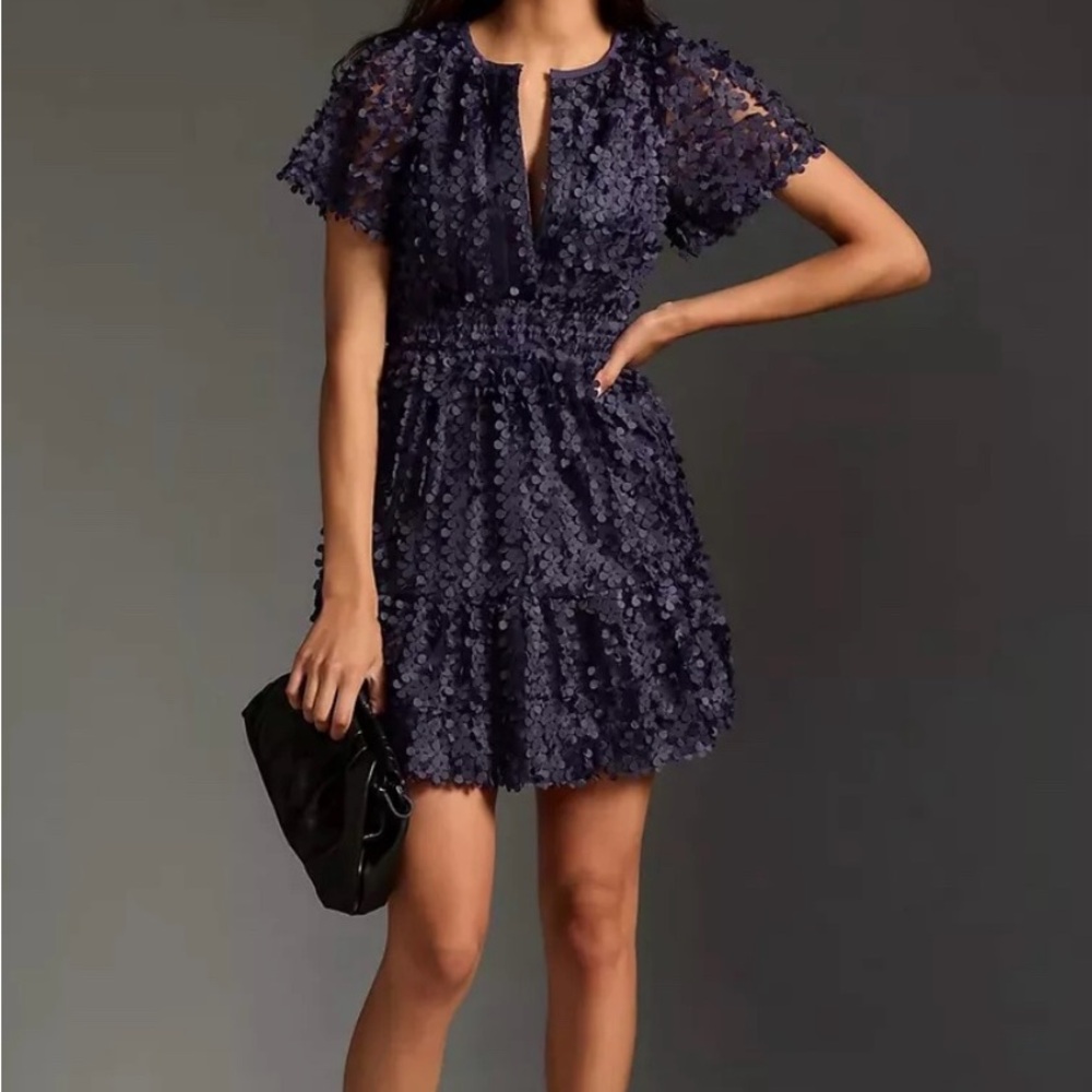 NWT Anthropologie Somerset Mini Dress - Floral Aplique Edition